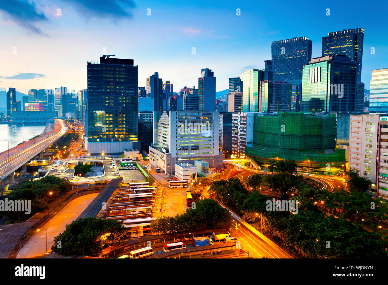 Modern office at sunset in Hong Kong Stock Photo - Alamy
