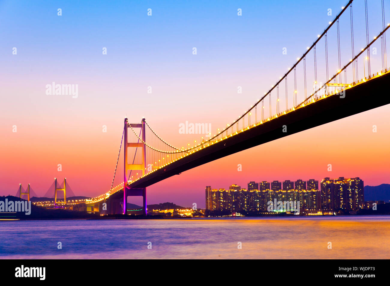 Modern bridge at sunset time Stock Photo - Alamy