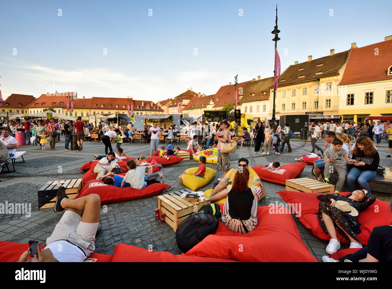 Street Food Festival in Piata Mare. Sibiu, Transylvania. Romania Stock