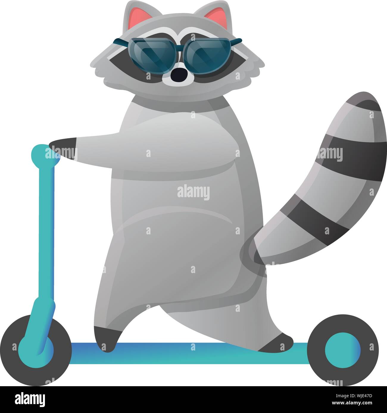 Racoon on scooter icon. Cartoon of racoon on scooter vector icon for ...