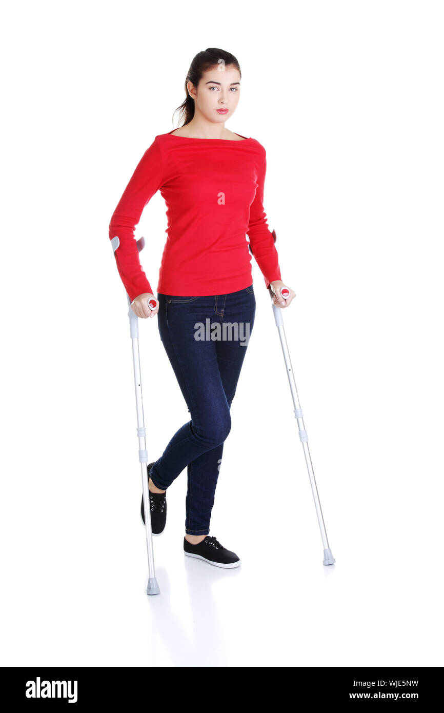 Women walking crutches Cut Out Stock Images & Pictures Alamy