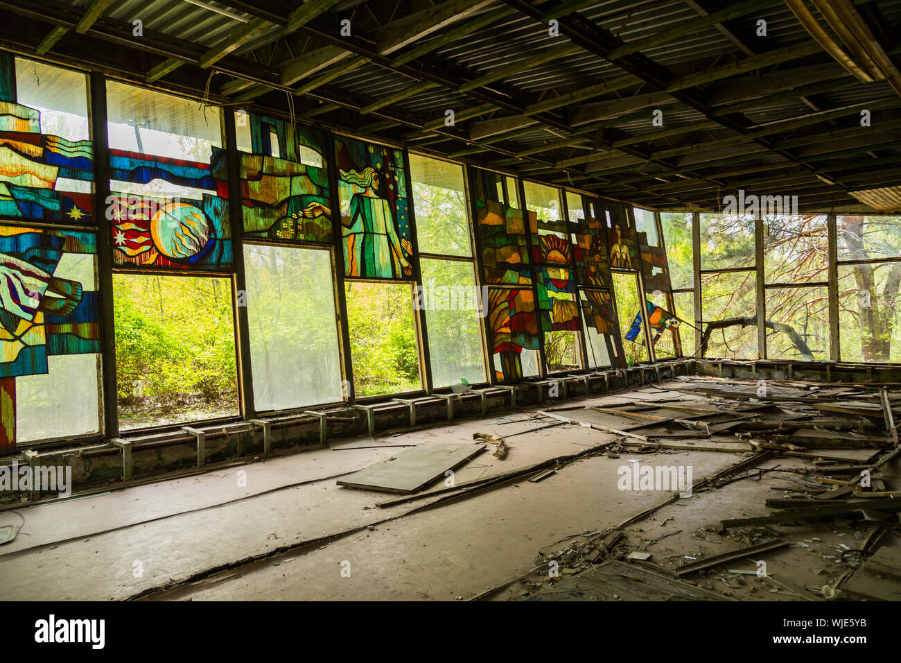 Chernobyl zone. Church in the city of Pripyat in Ukraine. Exclusion ...