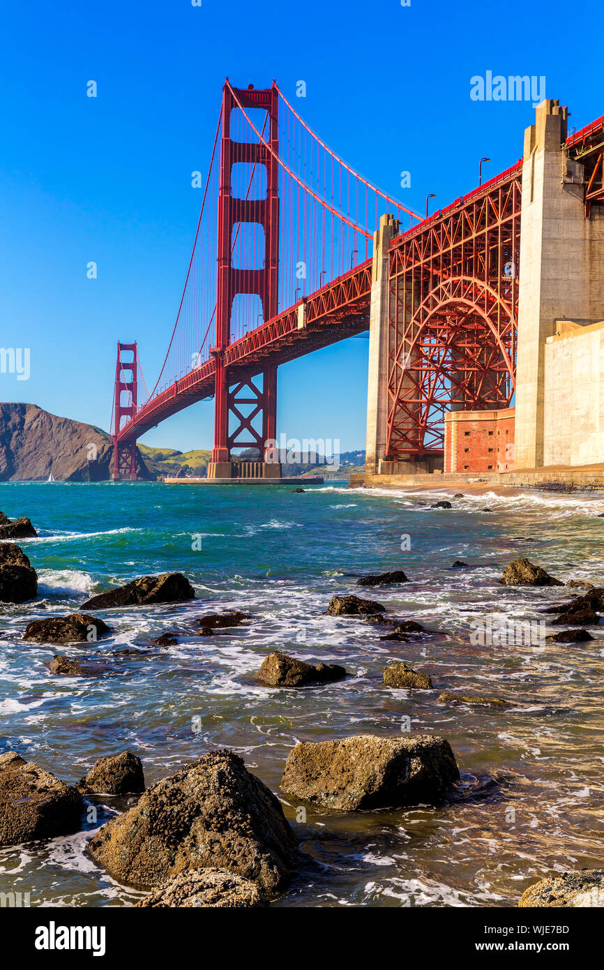 San Francisco Golden Gate Bridge Marshall Beach California Stock Image