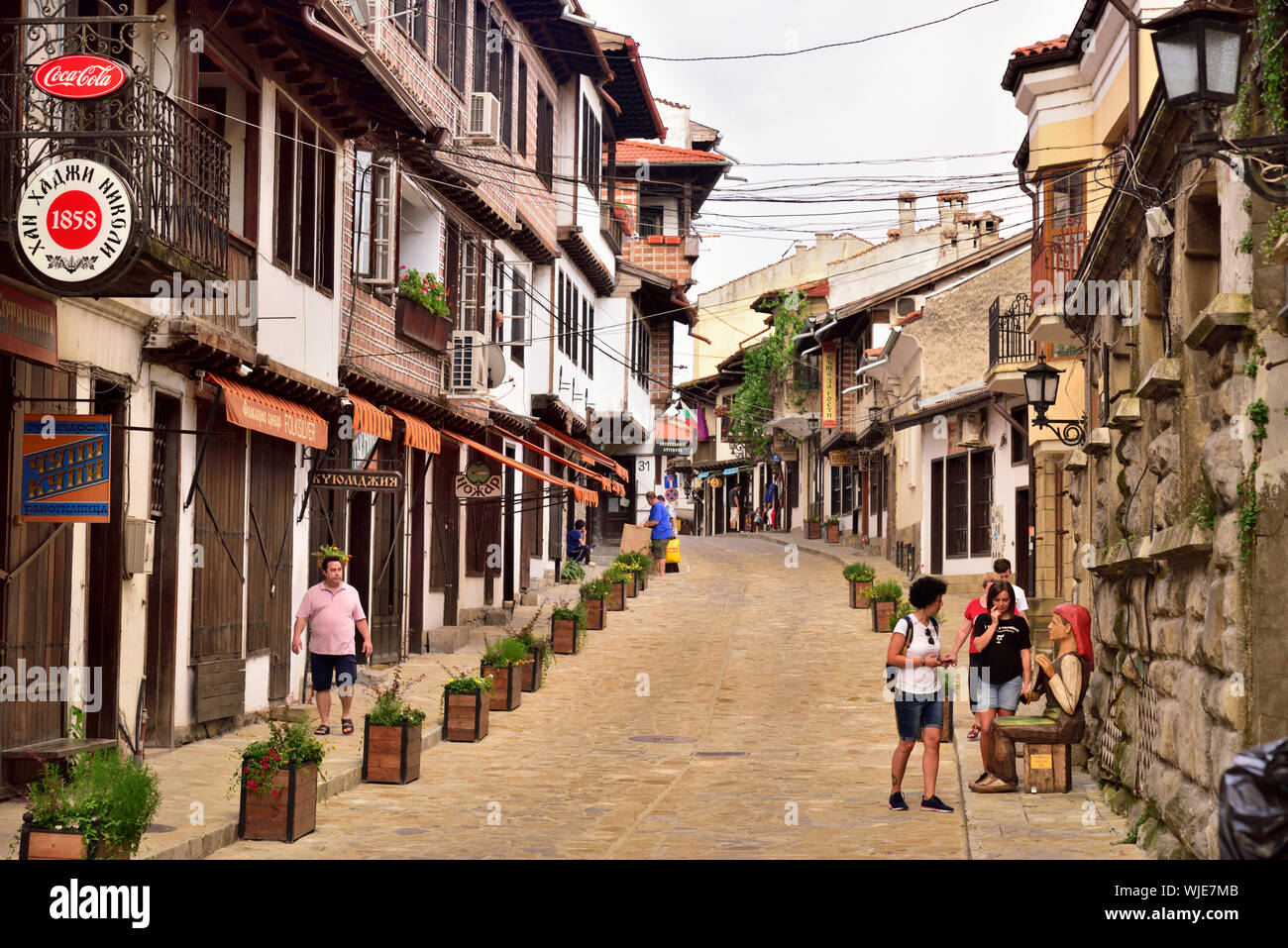 Georgi Rakovski street, the place where the craftsmen work and sell their products. Veliko Tarnovo, Bulgaria Stock Photo