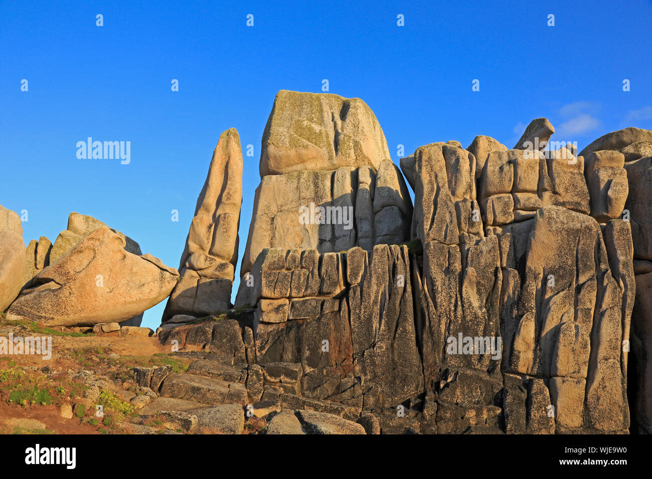 Granite blocks on Penninis Head St Mary's Scilly Stock Photo