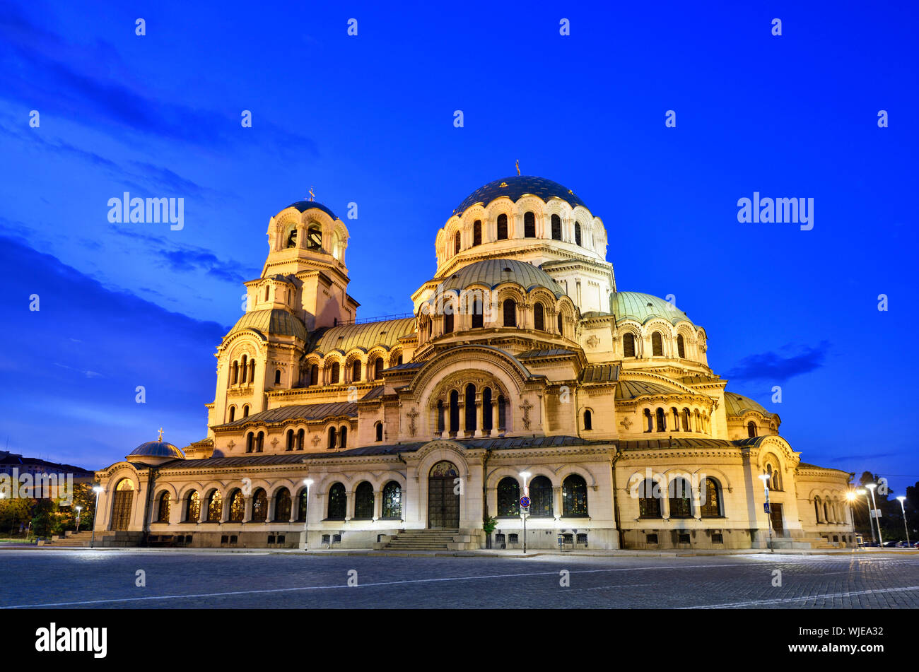 Saint Alexander Nevsky Cathedral at dusk, Sofia. Bulgaria Stock Photo