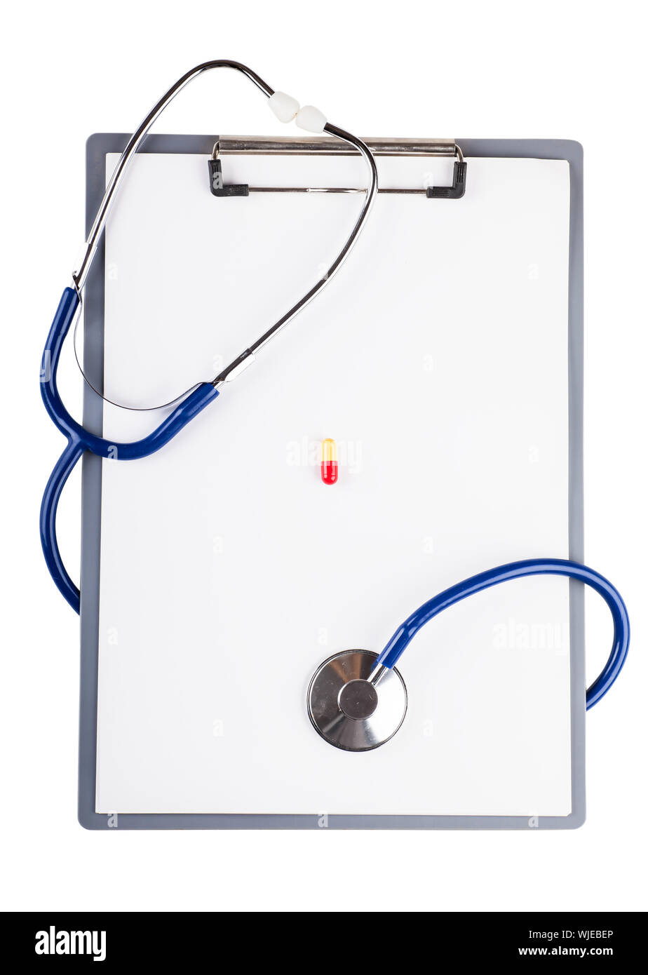 Blank sheet and stethoscope over white background Stock Photo - Alamy