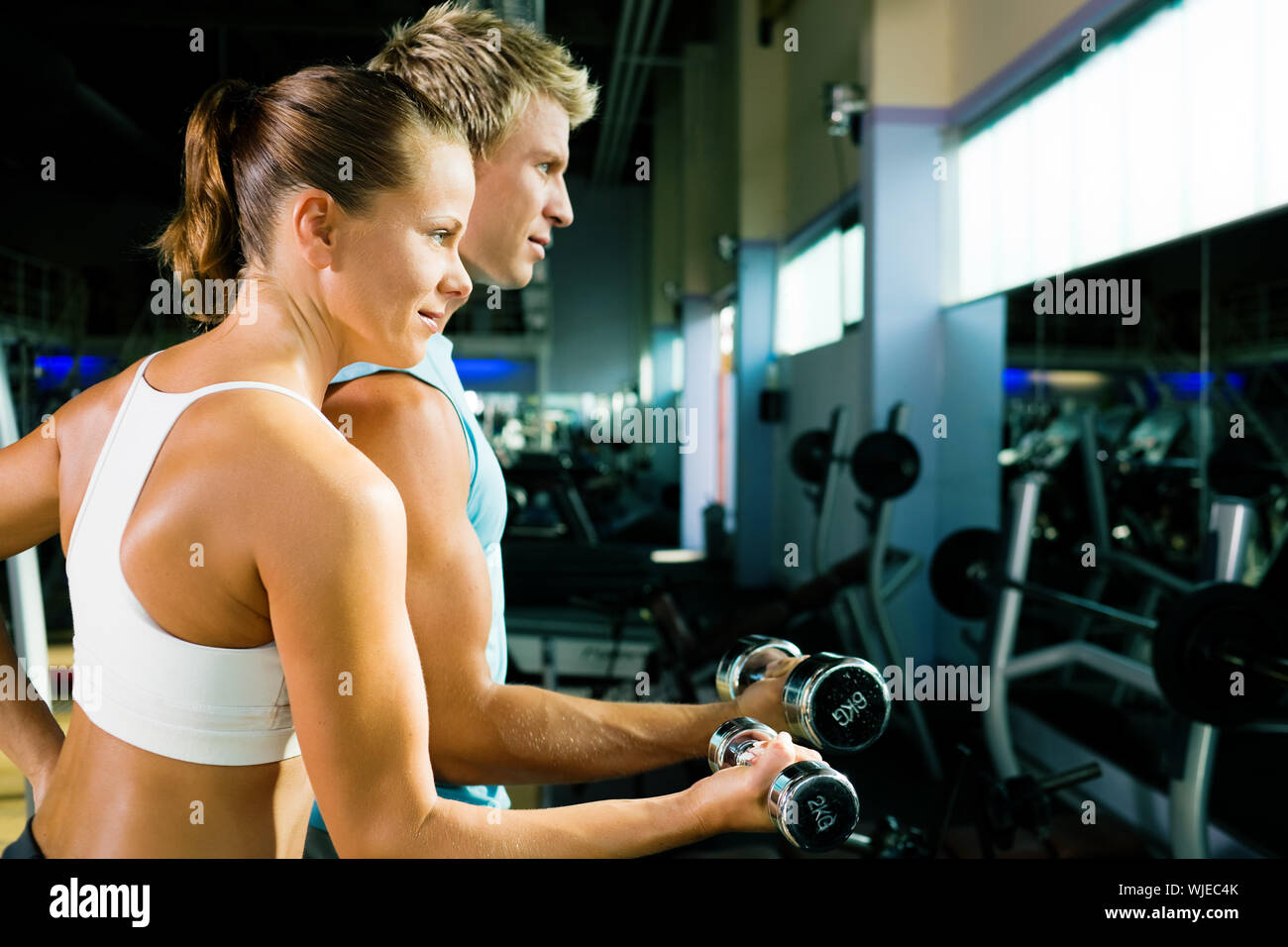 Training with dumbbells Stock Photo Alamy