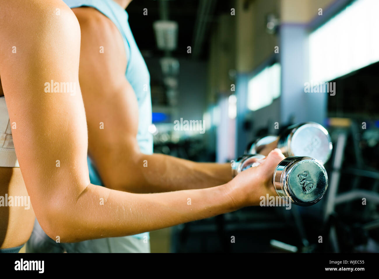 Training with dumbbells Stock Photo Alamy