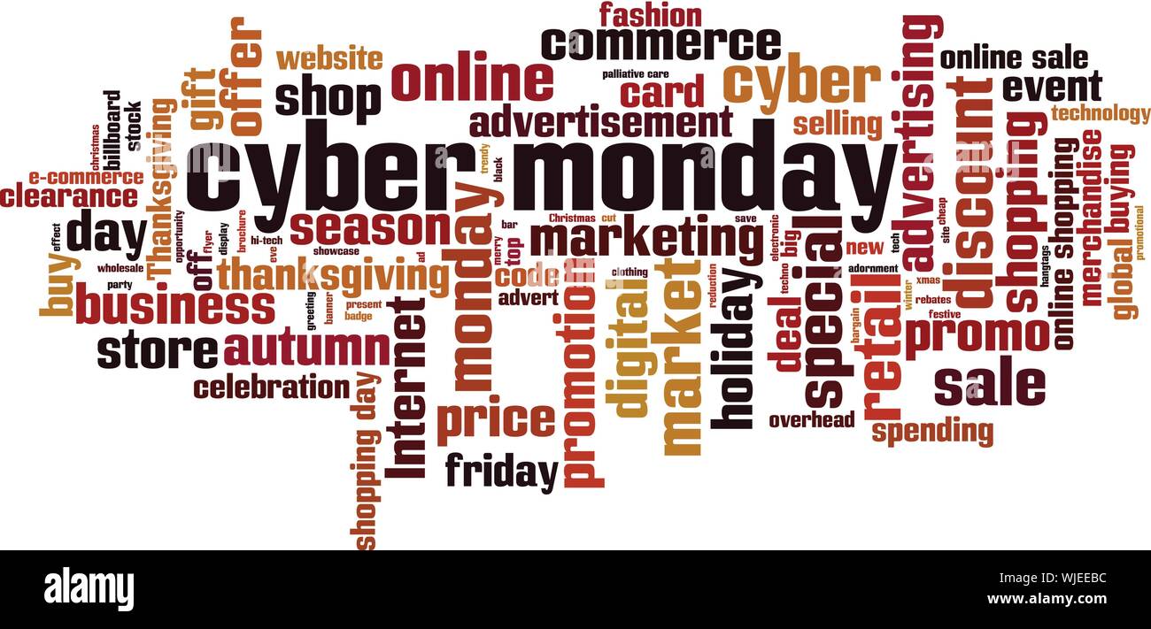 Cyber monday word cloud concept. Collage made of words about cyber ...