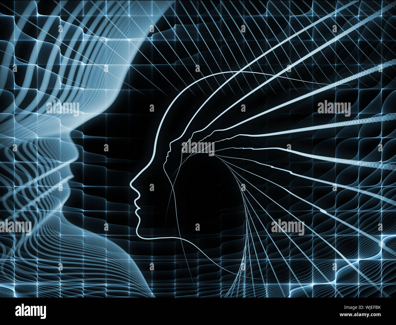 Geometry of Soul series. Design made of profile lines of human head to ...