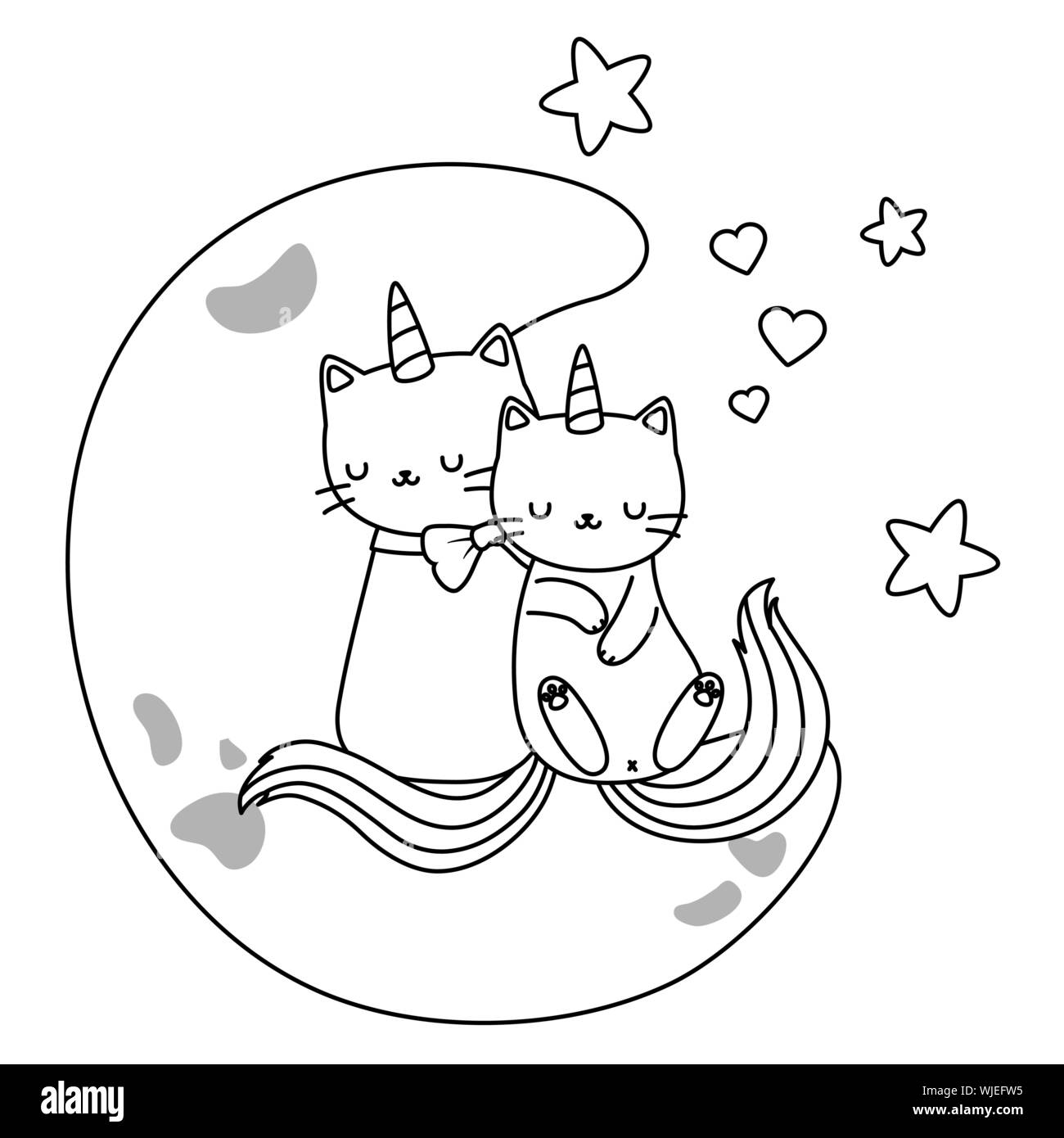 Unicorn cats cartoons design, Magic fantasy fairytale childhood and animal theme Vector illustration Stock Vector