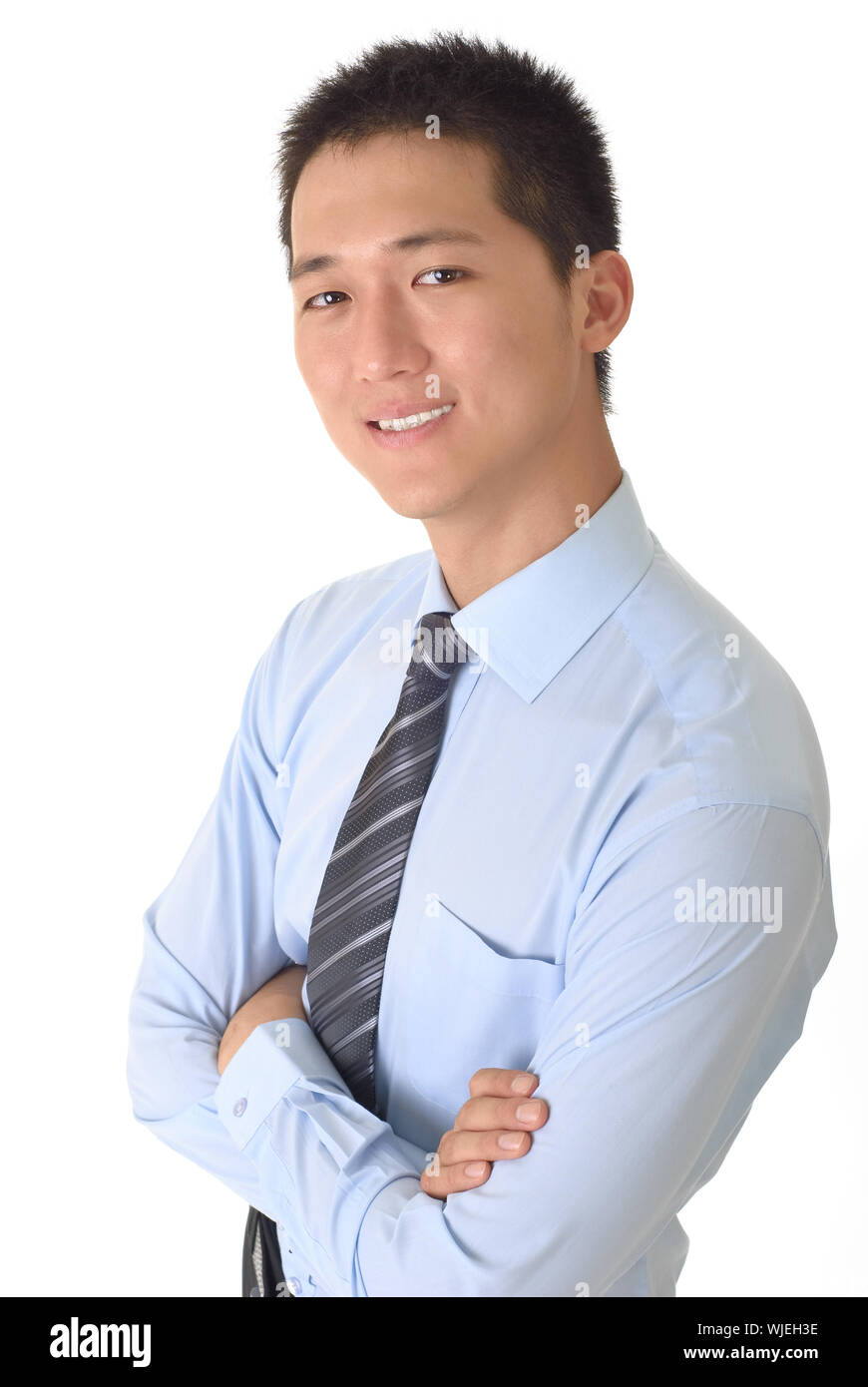 Happy smiling business man of Asian, portrait on white background Stock ...