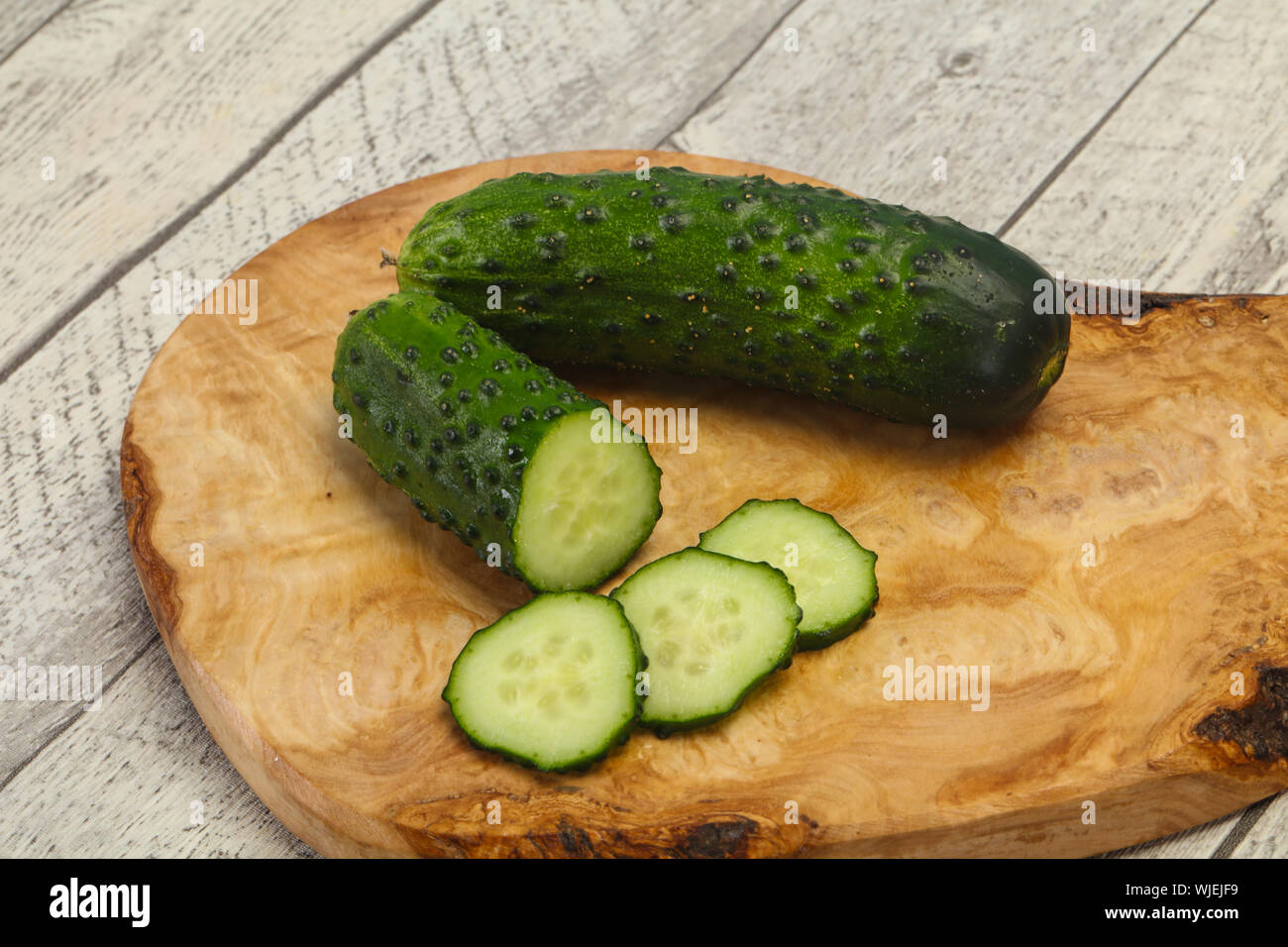 Ripe fresh green two cucumbers ready for vegan Stock Photo Alamy