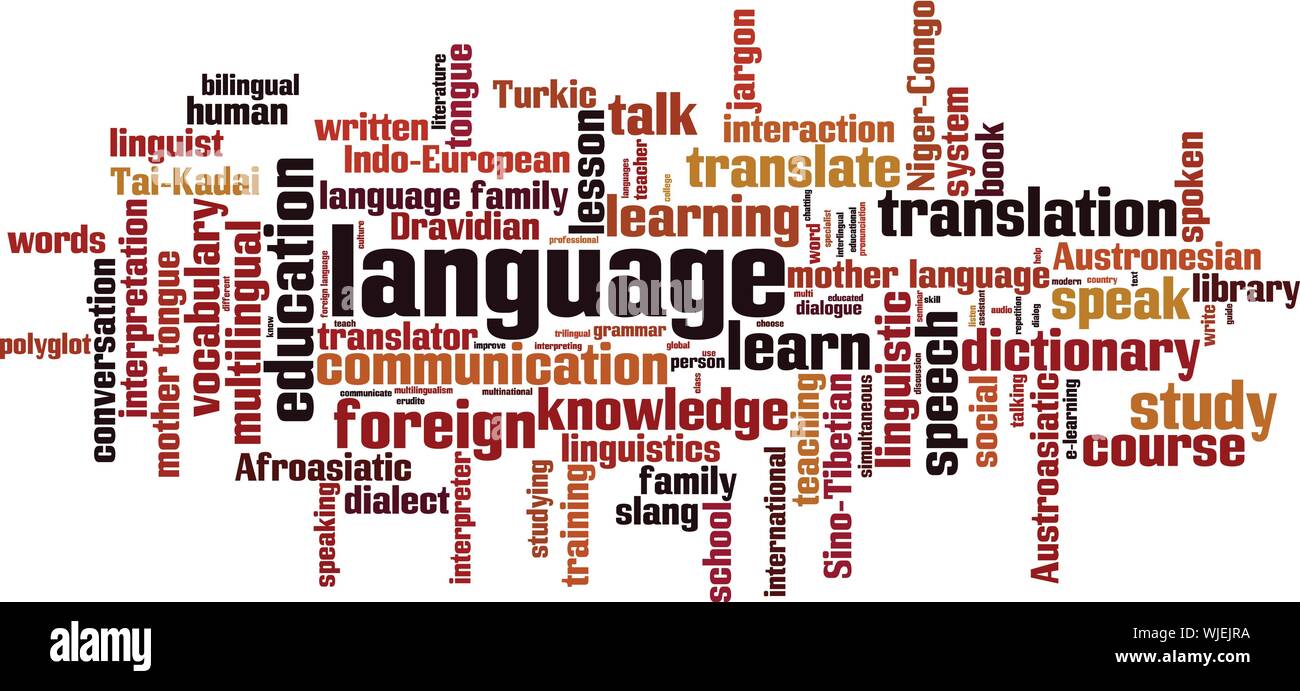 Language word cloud concept. Collage made of words about language. Vector illustration Stock Vector