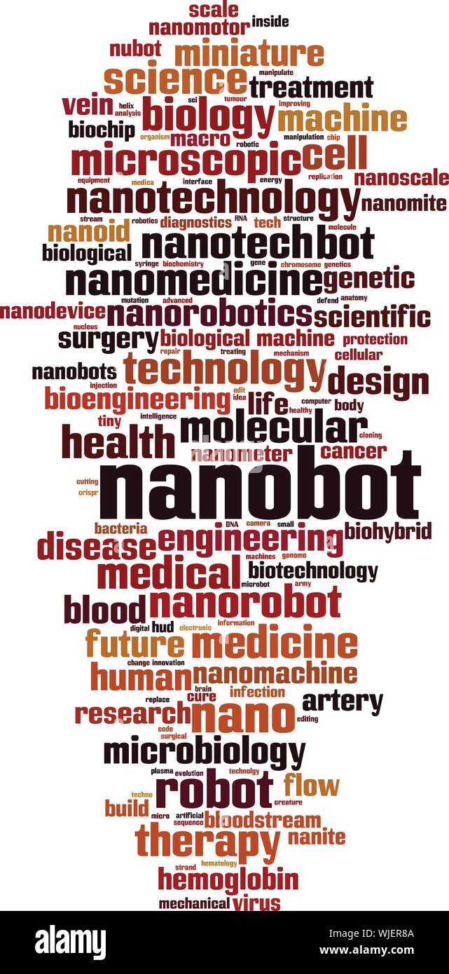 Nanobot word cloud concept. Collage made of words about nanobot. Vector illustration Stock Vector