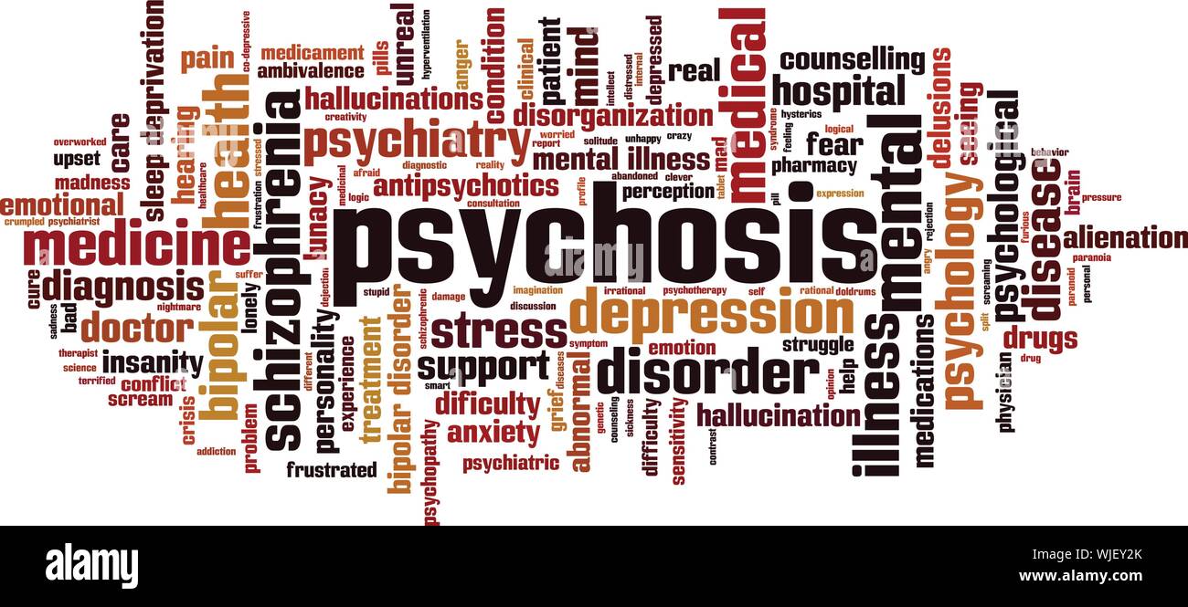 Psychosis word cloud concept. Collage made of words about psychosis. Vector illustration Stock Vector