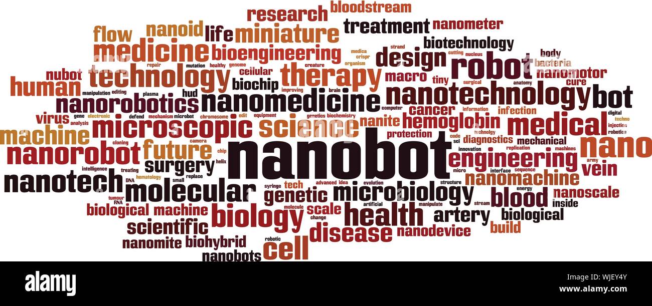 Nanobot word cloud concept. Collage made of words about nanobot. Vector illustration Stock Vector