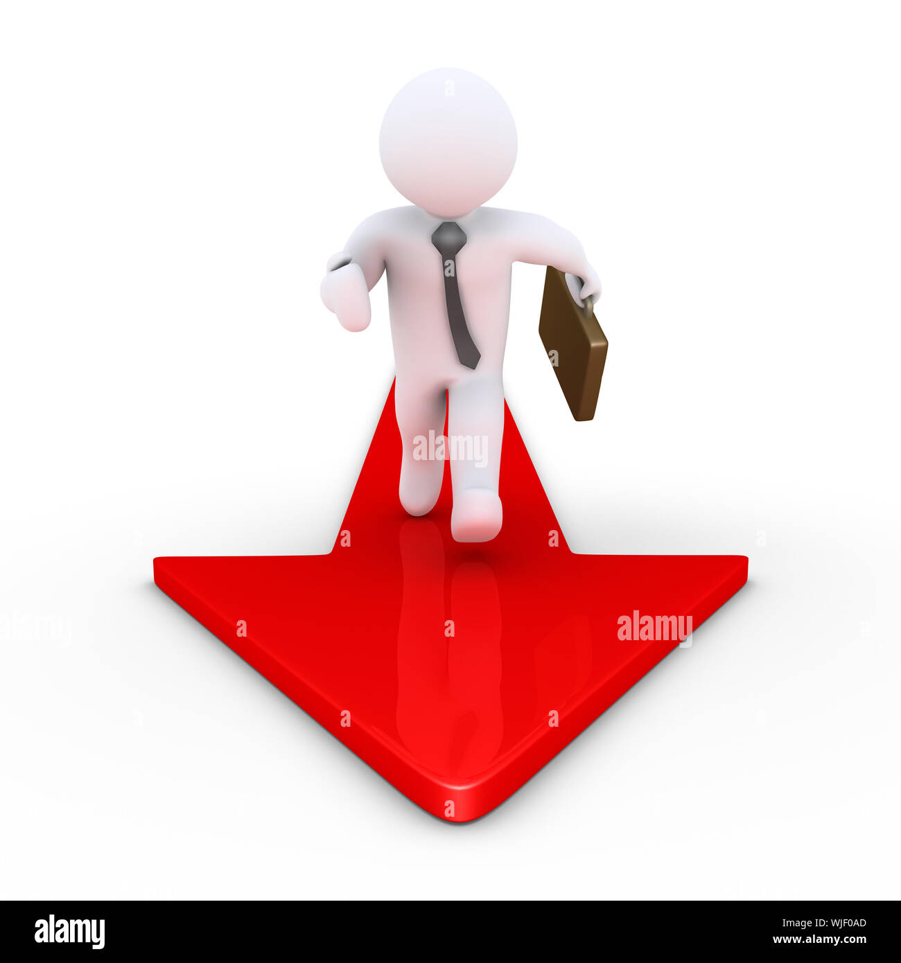 3d businessman is running on an arrow Stock Photo - Alamy