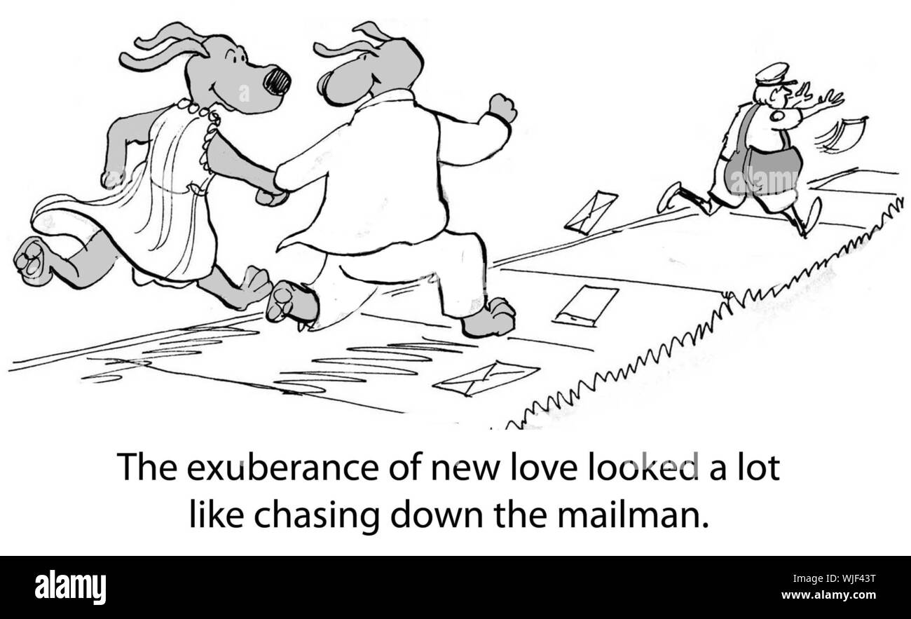 The exuberance of new love looked a lot like chasing down the mailman. Stock Photo