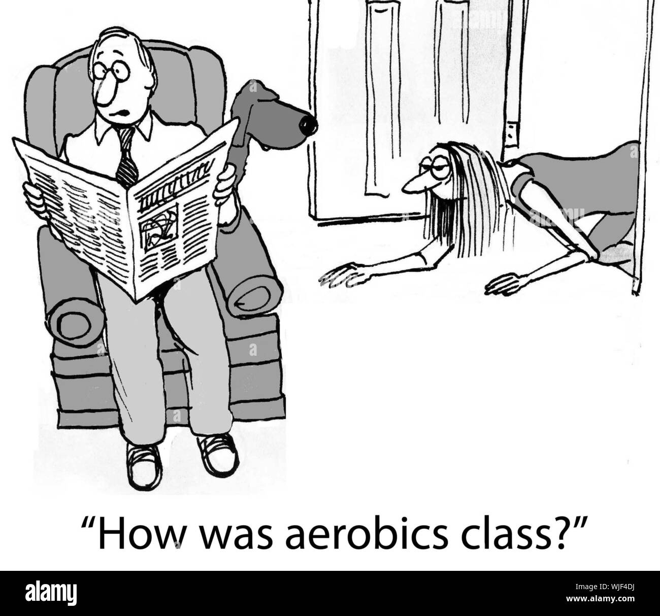 'How was aerobics class?' Stock Photo