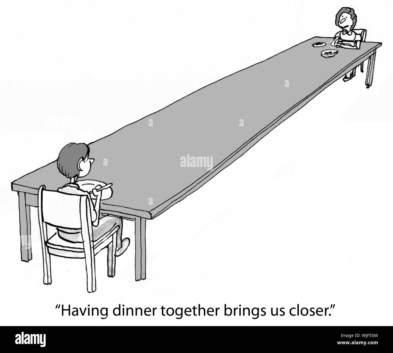 'Having dinner together brings us closer.' Stock Photo