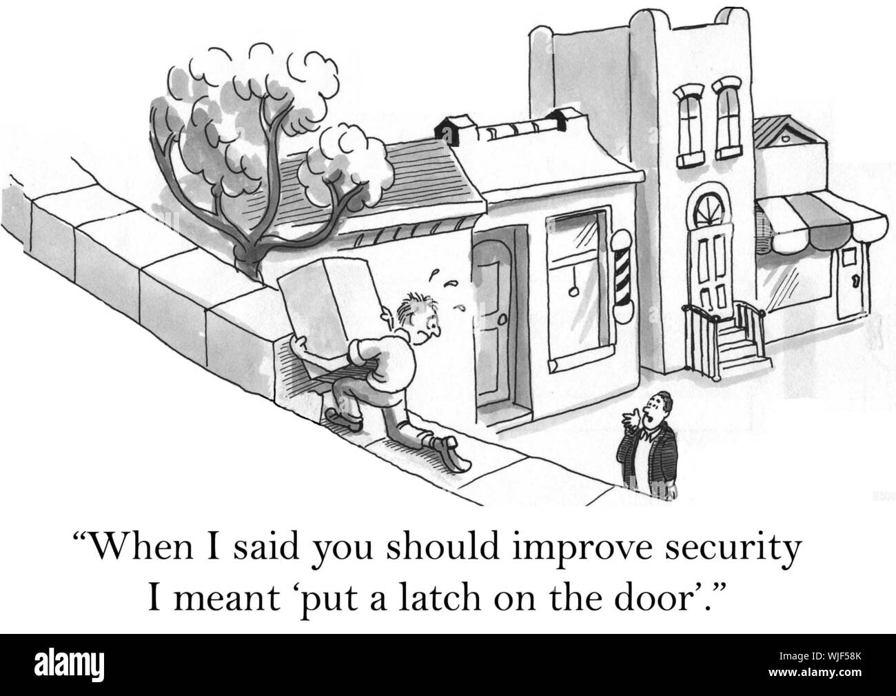 'When I said you should improve security I meant a latch.' Stock Photo