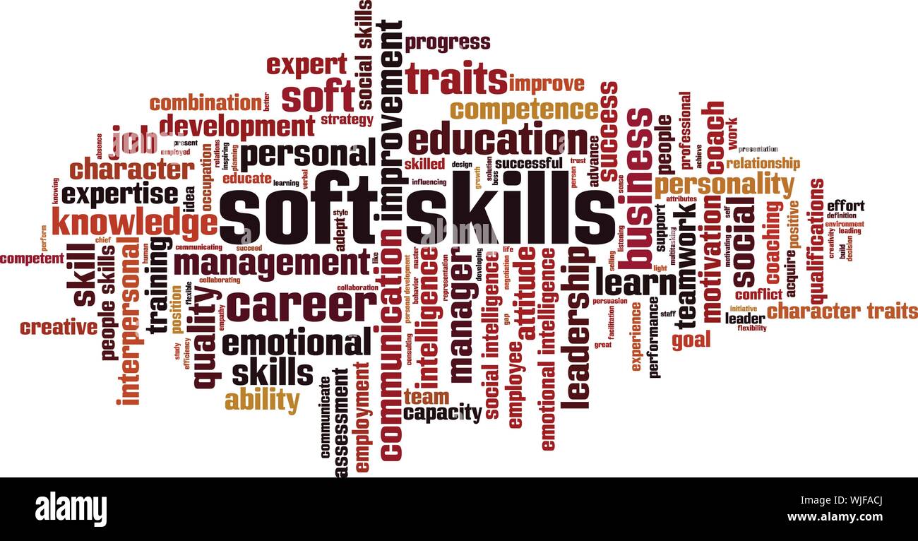 Soft skills word cloud concept. Collage made of words about soft skills. Vector illustration Stock Vector