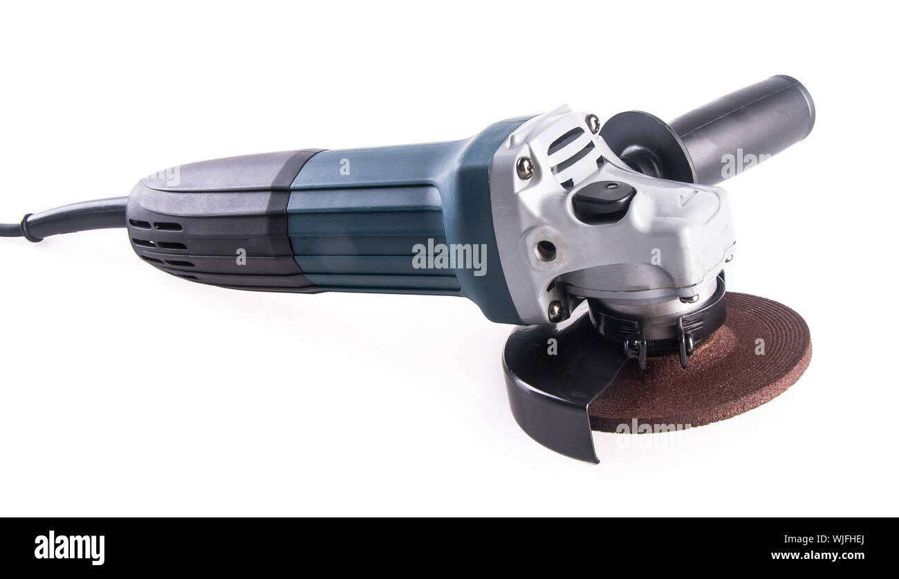 Close-up Of Power Tool Over White Background Stock Photo