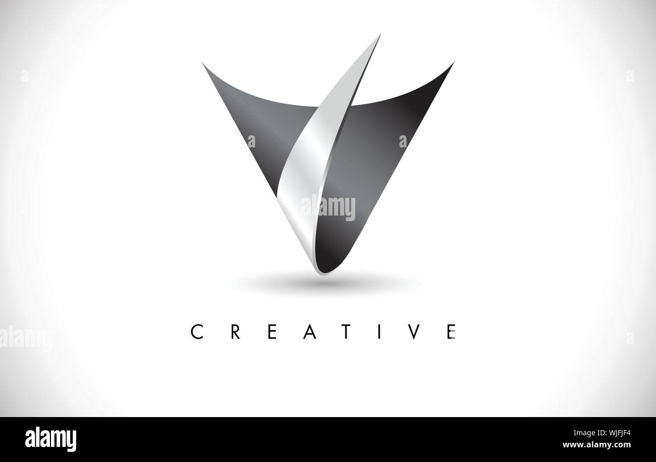 V 3D Letter Modern Trendy Design Logo. Letter V Icon Logo with  Metal Vector Illustration. Stock Vector
