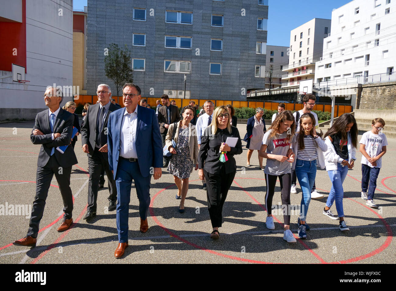 David Kimelfeld, President of Lyon Metropolis pays visit to Jean Monnet  college on the occasion of the new school year, Lyon, France Stock Photo -  Alamy
