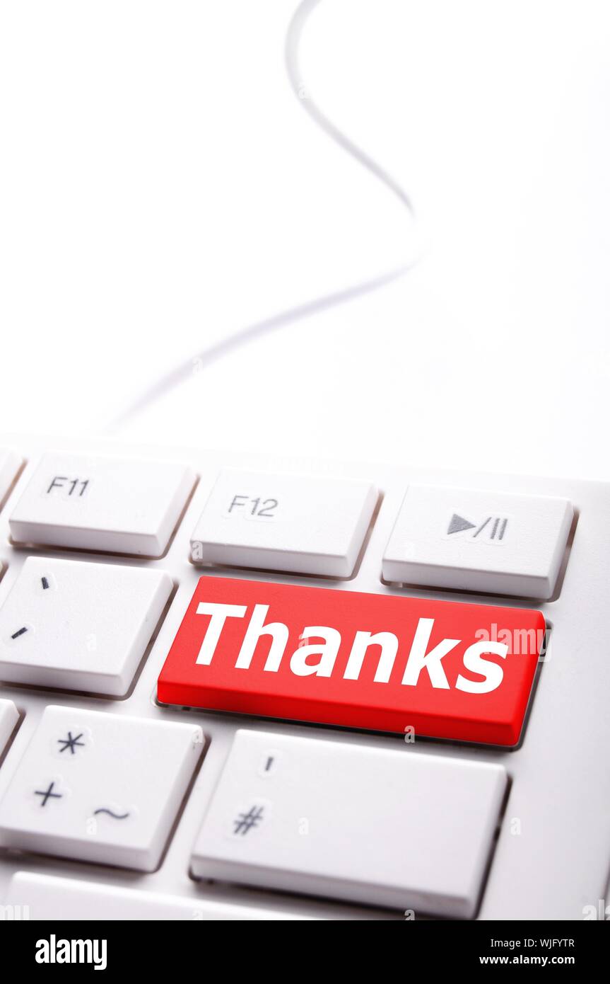 thanks or thank you concept with word on conputer key or button Stock ...