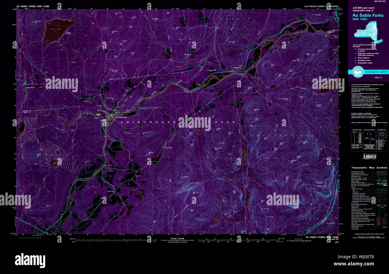 New York NY Au Sable Forks 137081 1978 25000 Inverted Restoration Stock