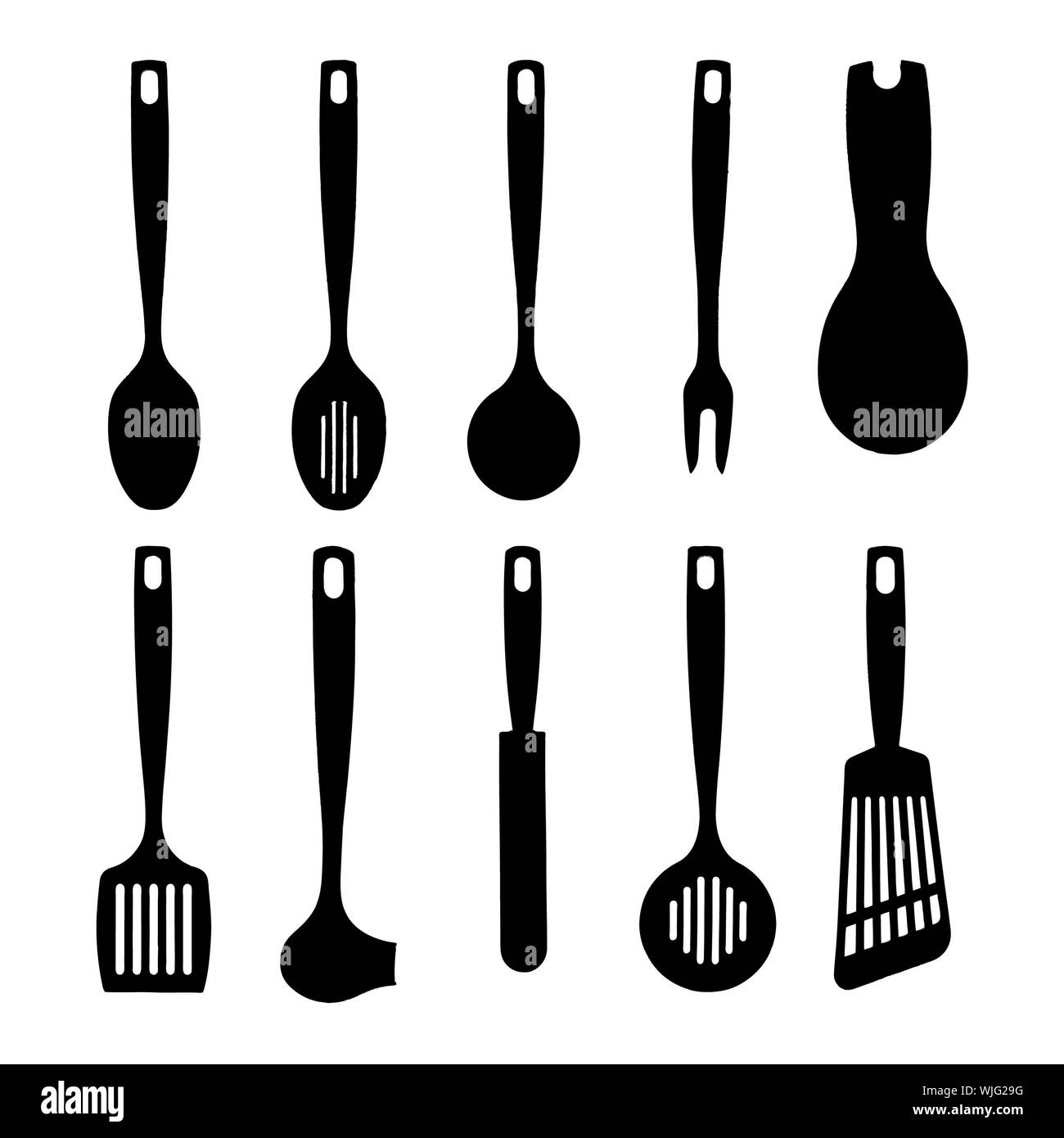 Kitchen Spatula For Cooking Barbecue Spatula Black Simple Silhouette Stock  Illustration - Download Image Now - iStock