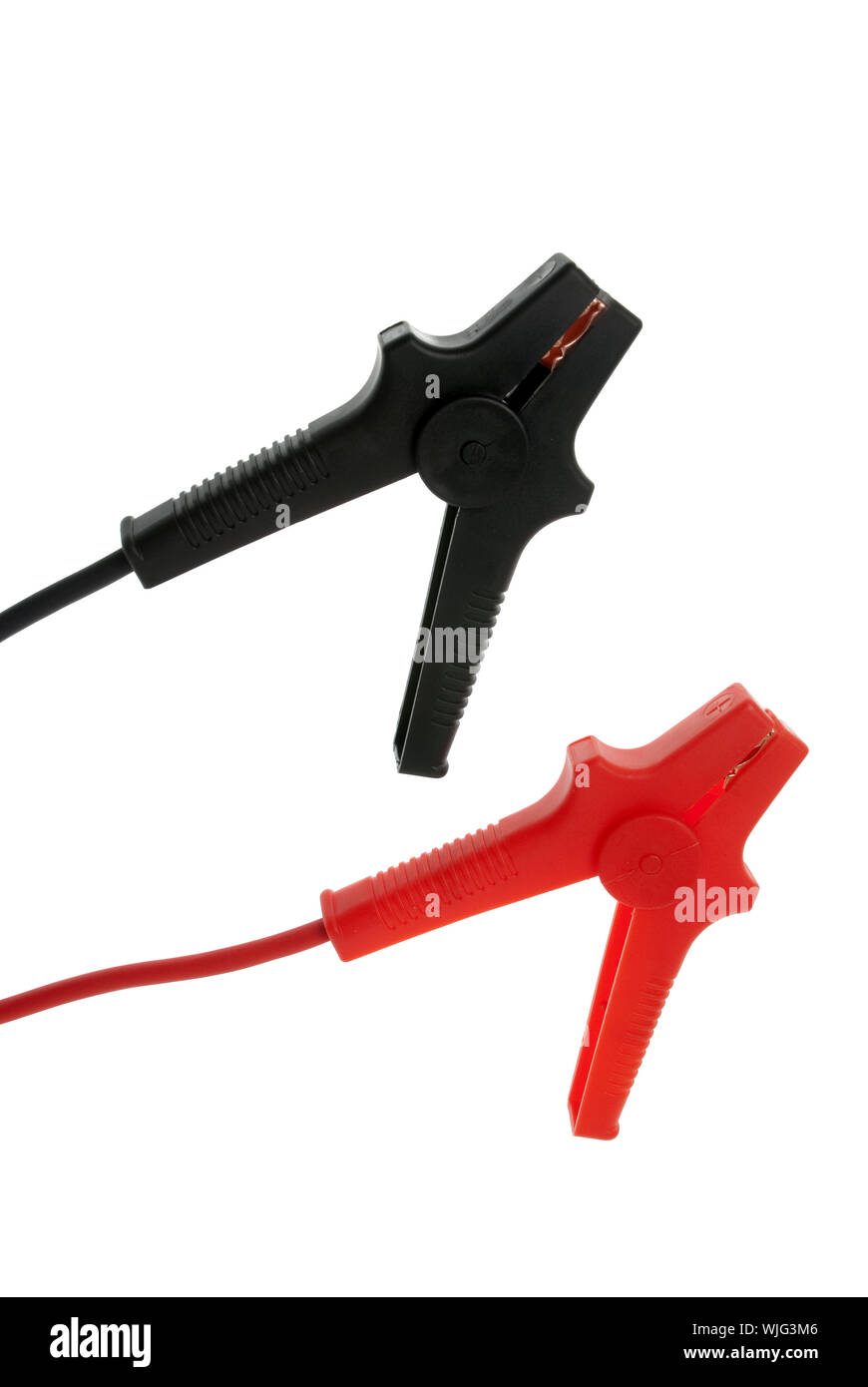 Red and black battery cables isolated on white background Stock Photo Alamy