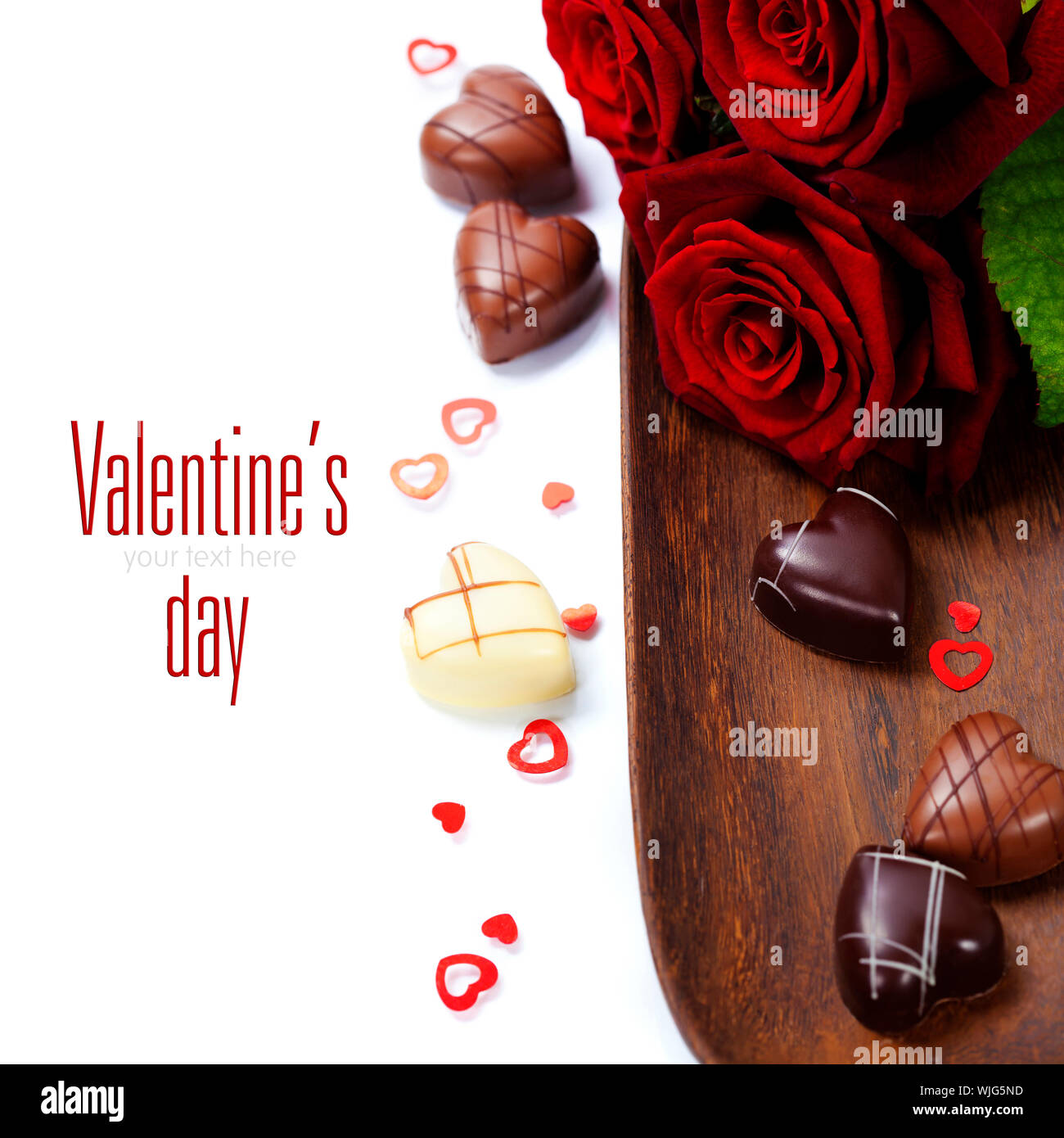 St Valentine S Day Roses And Chocolate Over White With St Valentine S Day Roses And Chocolate Over White With