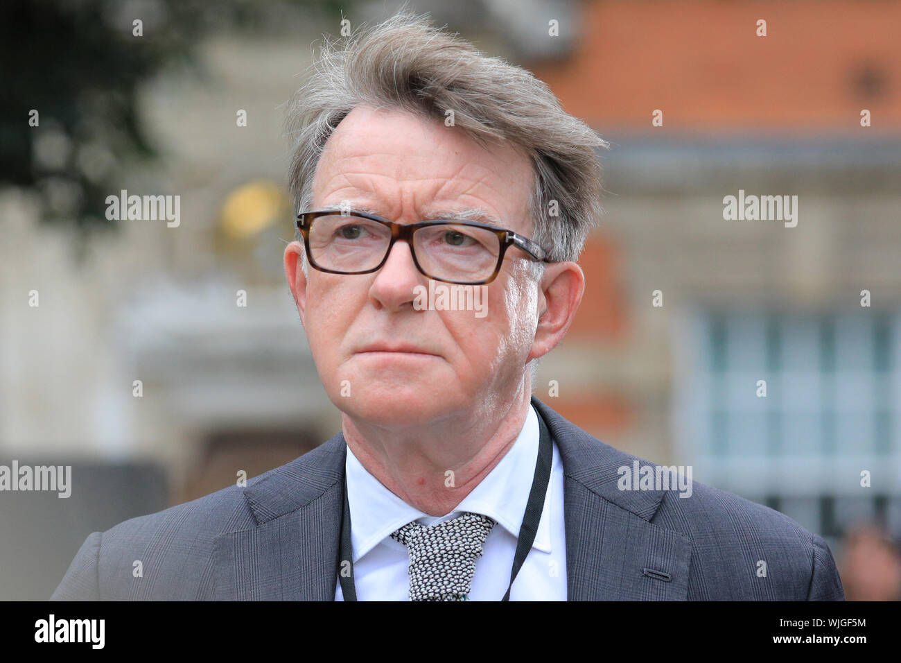 Westminster, London, 03rd Sep 2019. Peter Mandelson, The Lord Mandelson, Labour. Politicians are being interviewed on College Green in a 'media city' closed off area opposite Parliament. Credit: Imageplotter/Alamy Live News Stock Photo