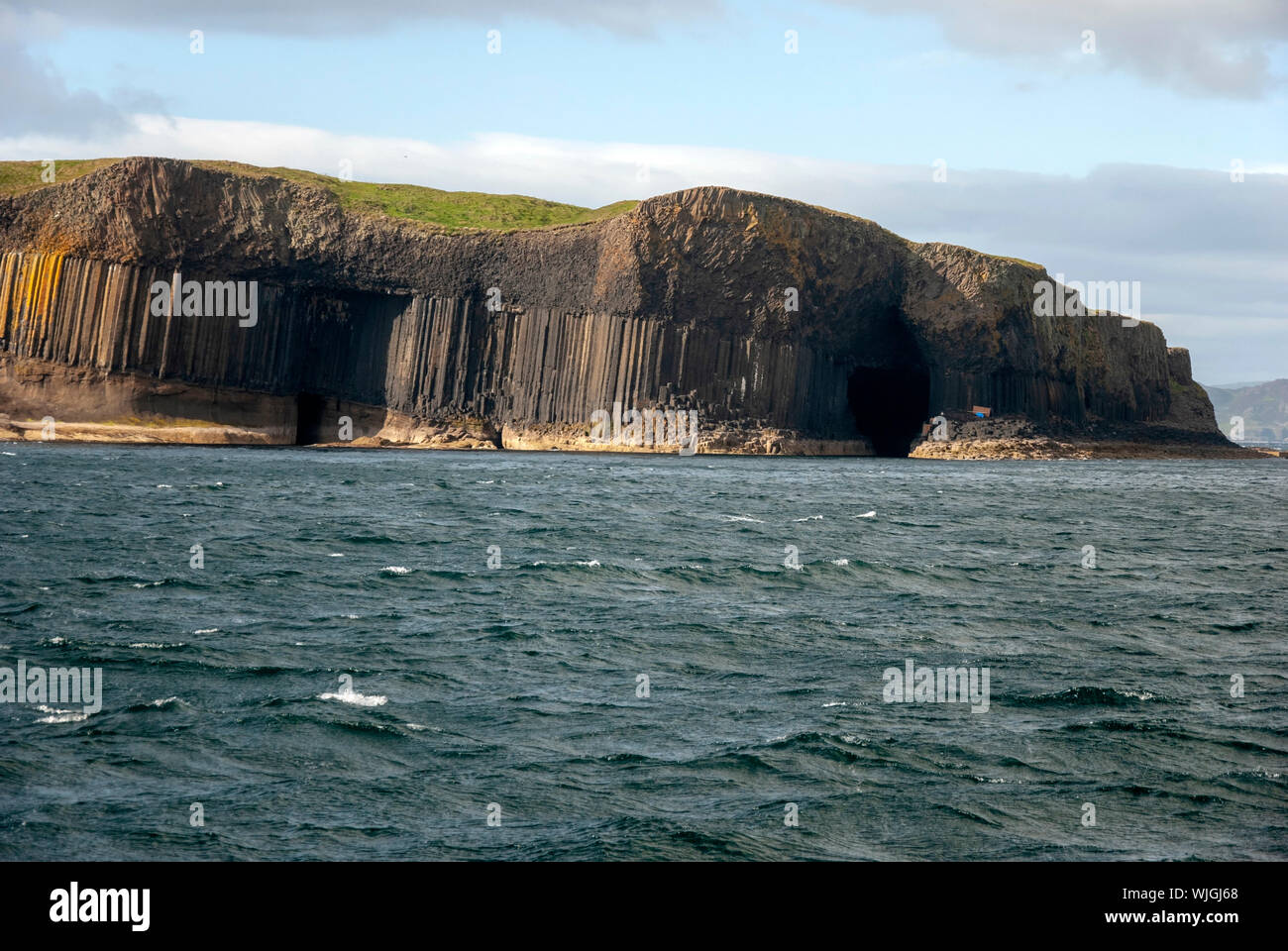 Entrance to Fingal's Cave Island of Staffa The Inner Hebrides Scotland United Kingdom hexagons hexagonally jointed paleocene lava basalt columns Natio Stock Photo