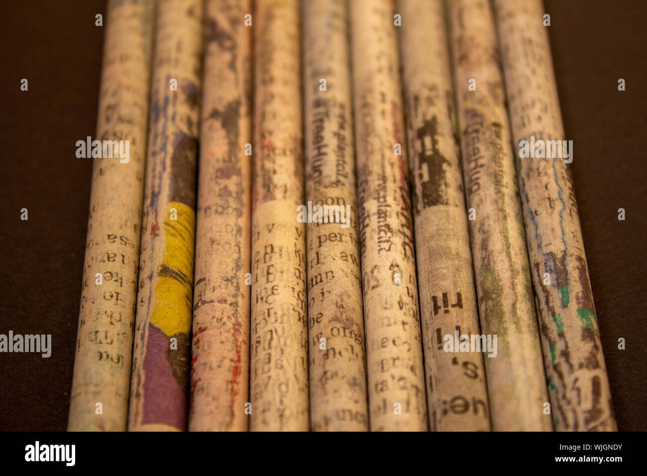 Pencils made out of recycled paper stacked together Stock Photo Alamy