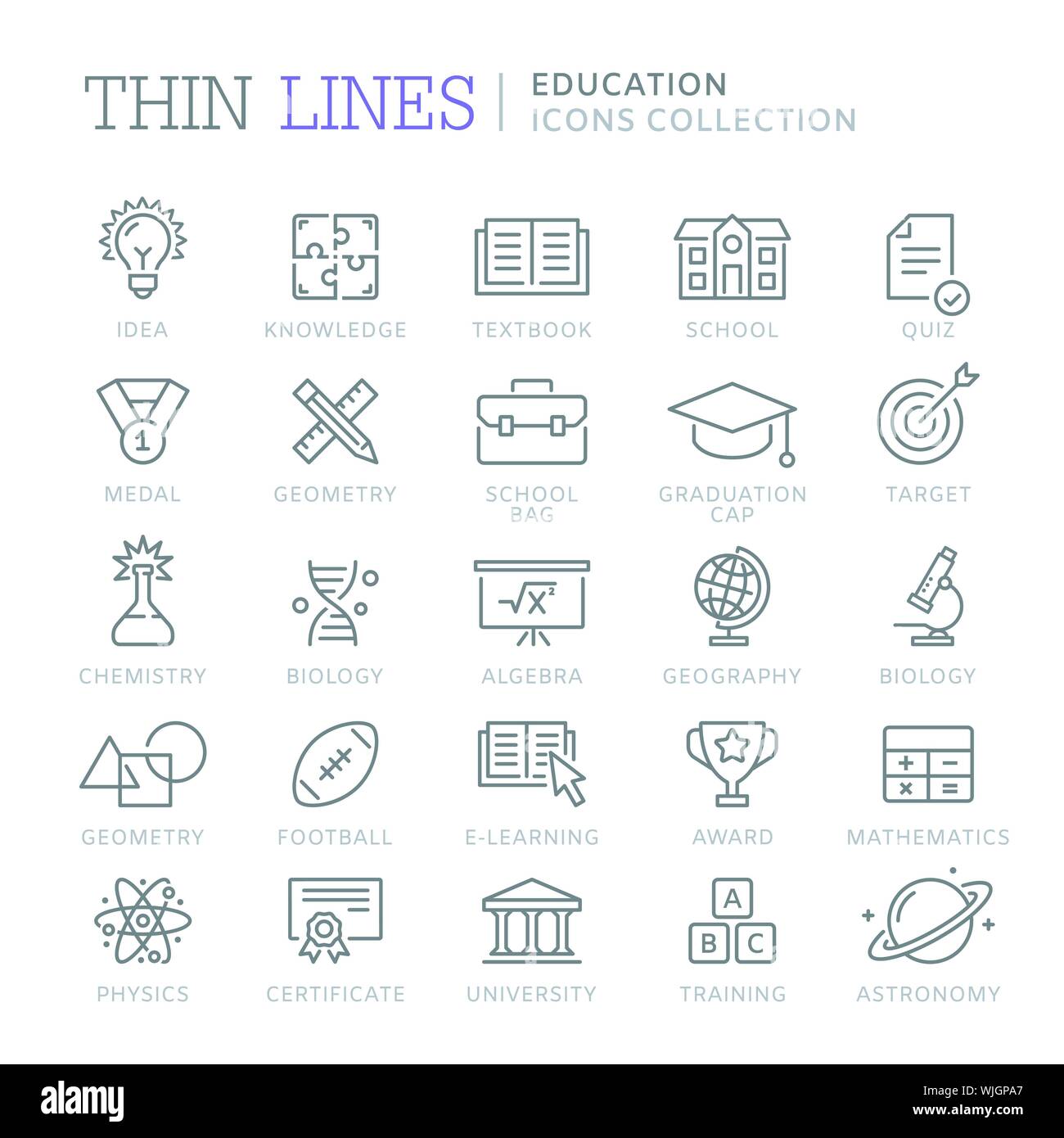 Collection of education thin line icons Stock Vector Image & Art - Alamy