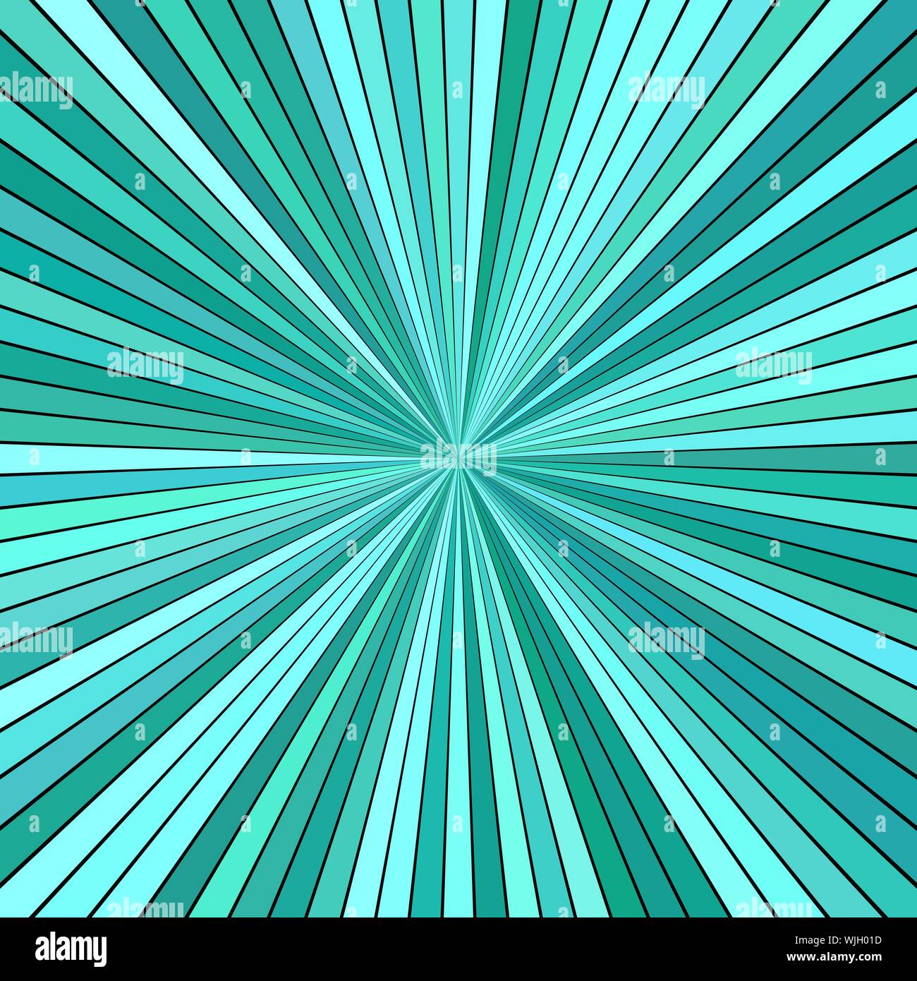 Turquoise hypnotic abstract striped star burst background design - vector explosion illustration Stock Vector