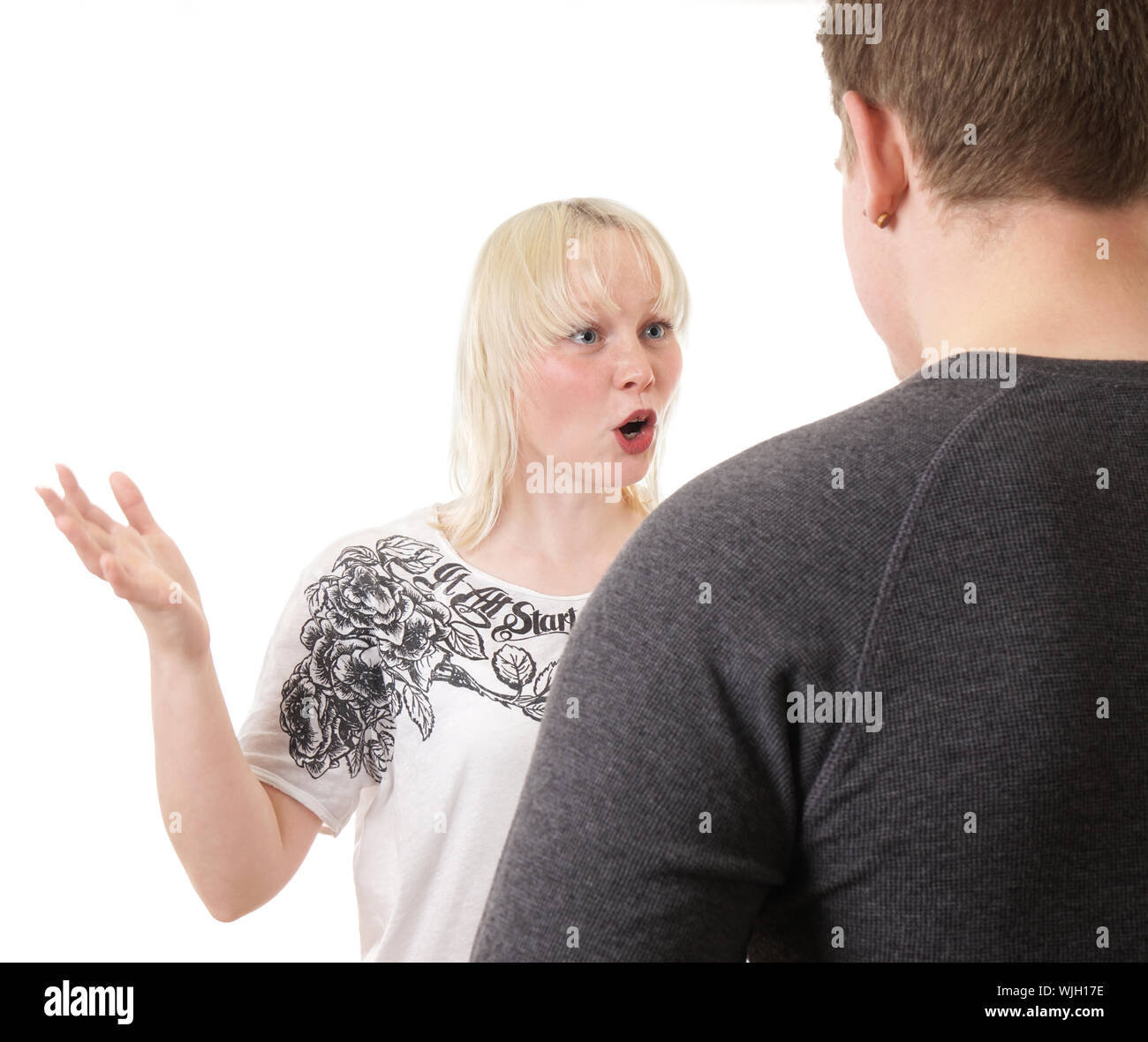 relationship difficulties young woman having an argument with her boyfriend Stock Photo
