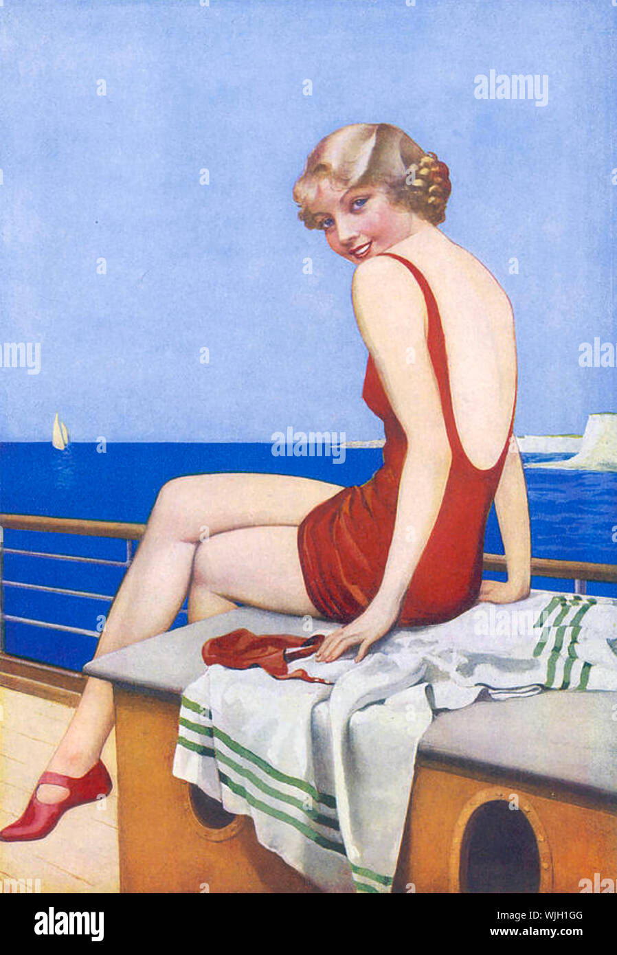 ONE PIECE BATHING COSTUME about 1925 Stock Photo