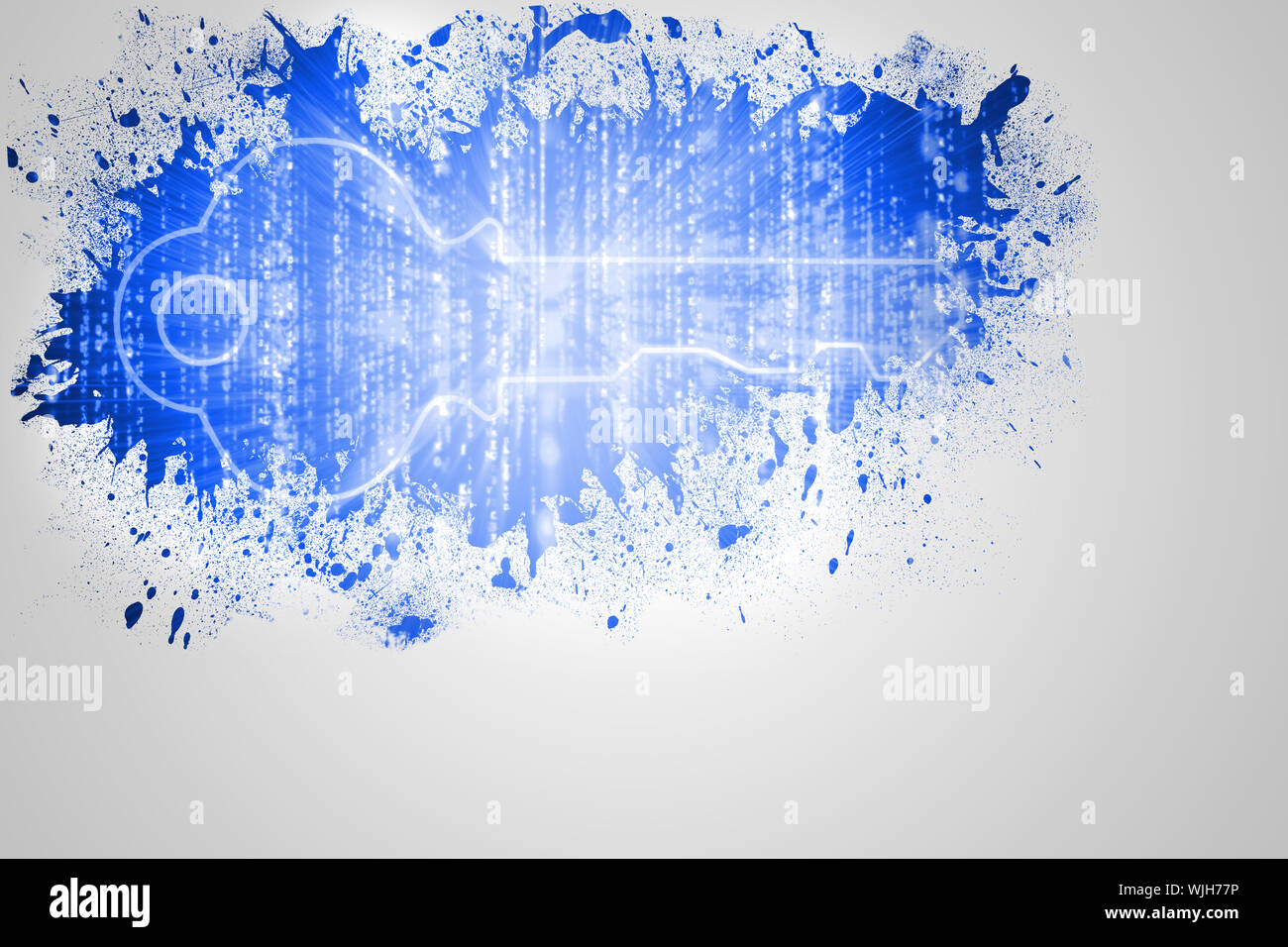 Splash on wall revealing digital key Stock Photo