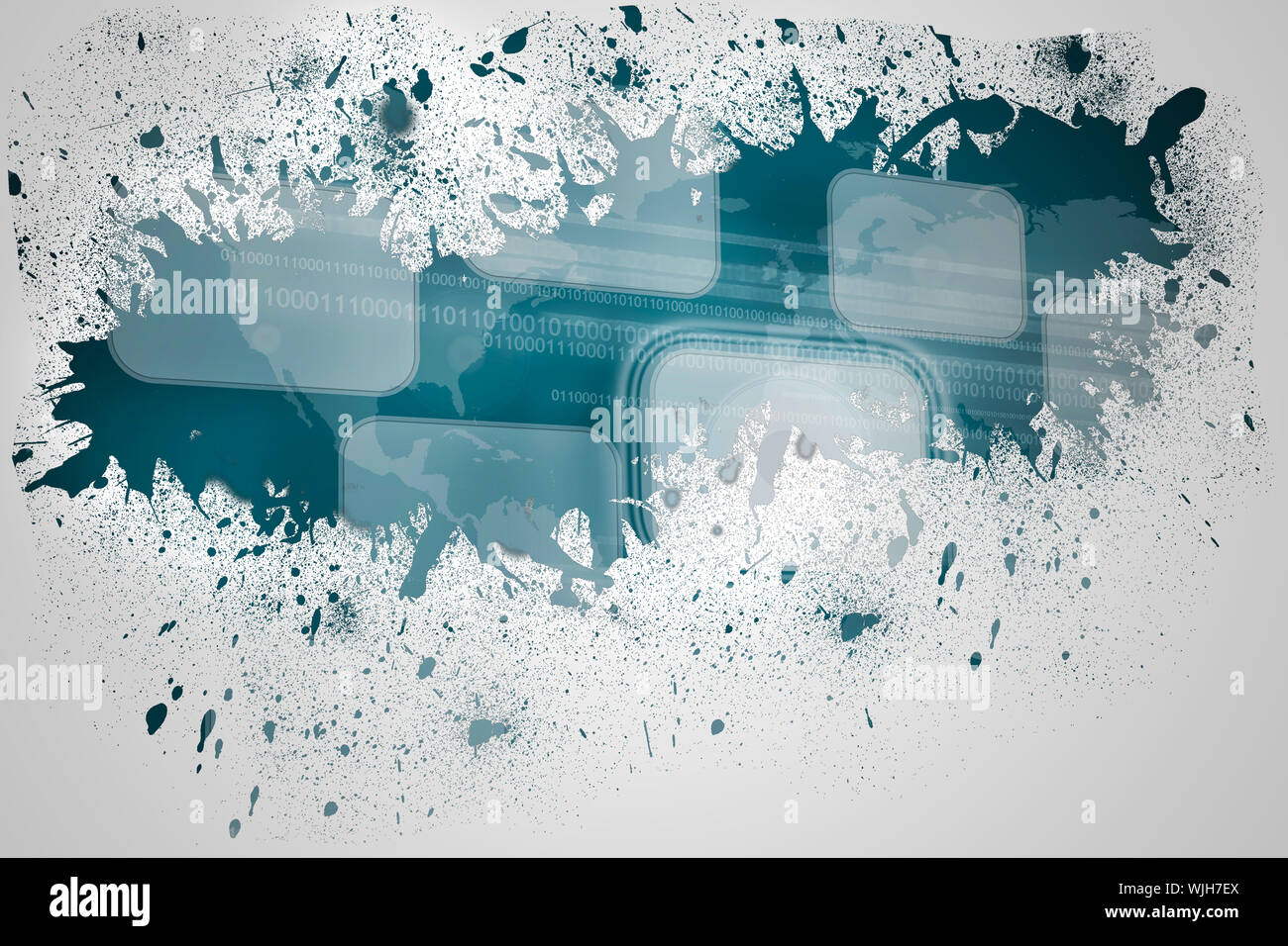Splash on wall revealing interface Stock Photo