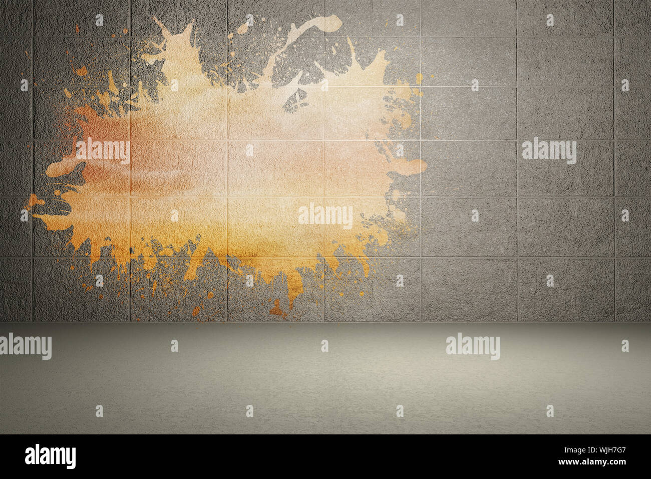 Splash on wall revealing bright sky Stock Photo