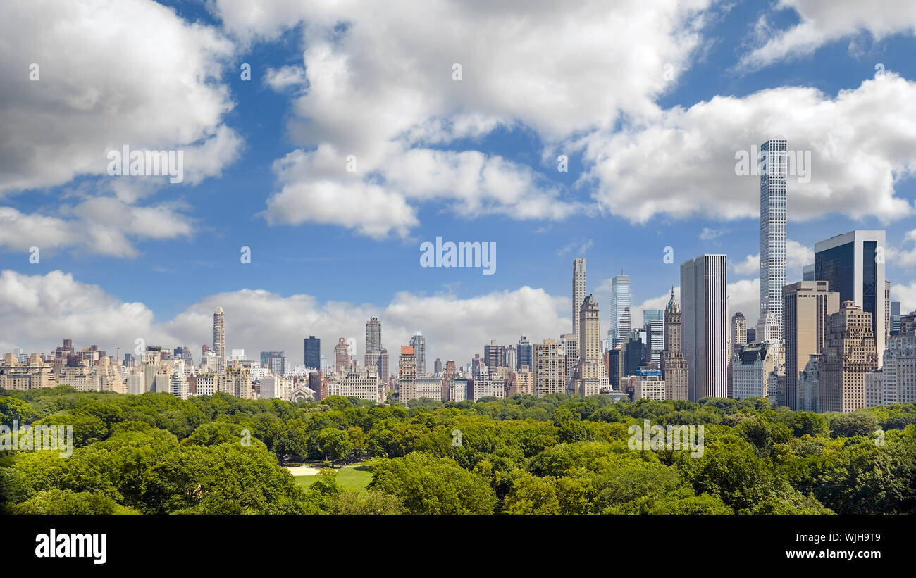 Manhattan skyline over Central Park, New York City, USA. Stock Photo