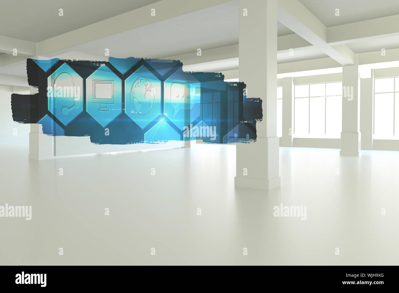 Abstract screen in room showing technology interface Stock Photo - Alamy