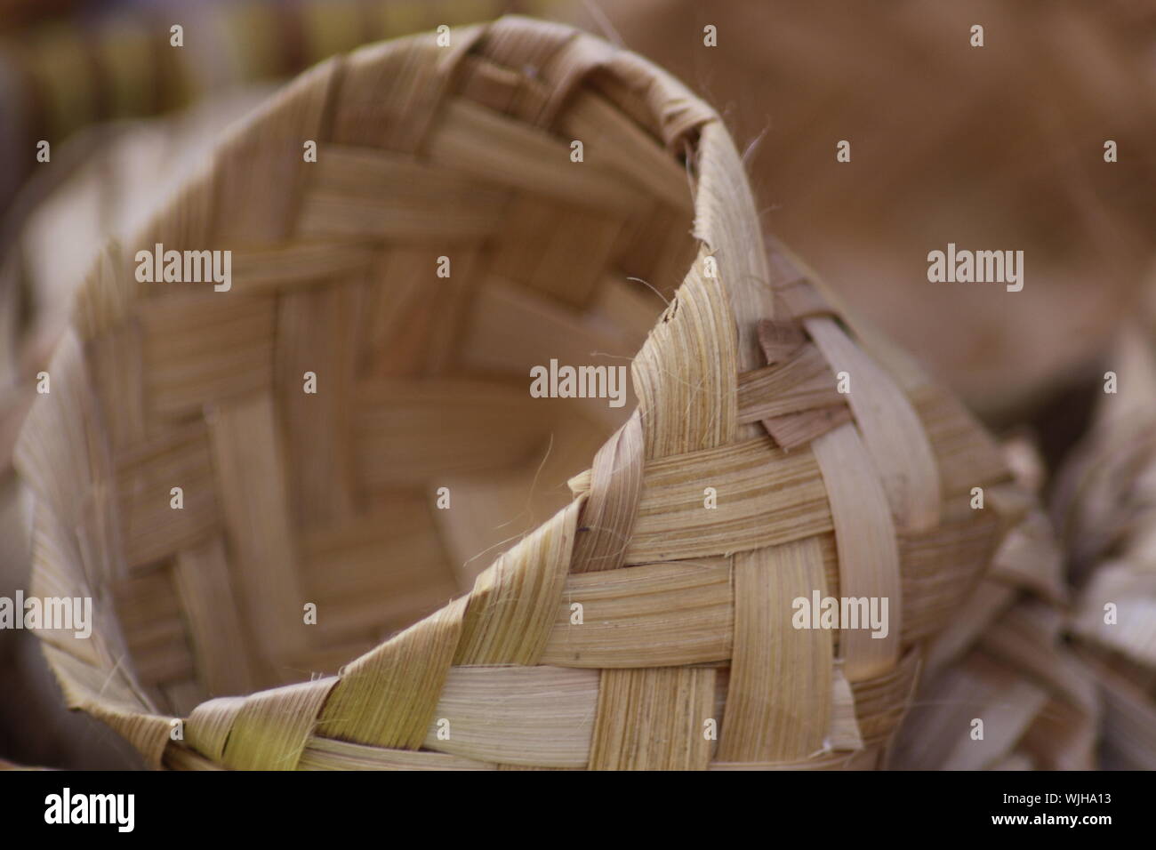 Close-up Of Bamboo Basket Stock Photo