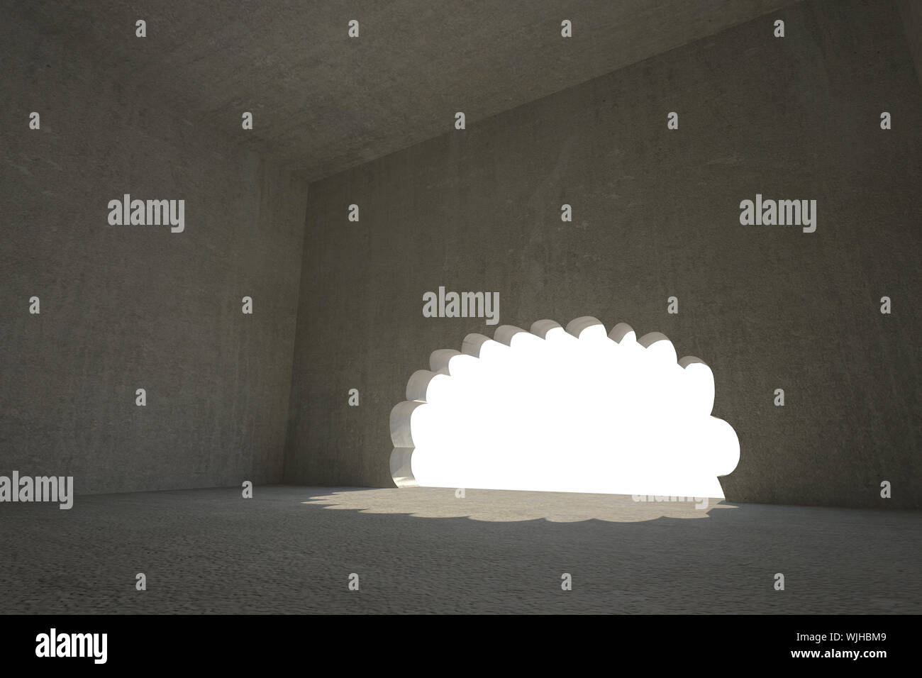 Cloud shaped door in dark room Stock Photo